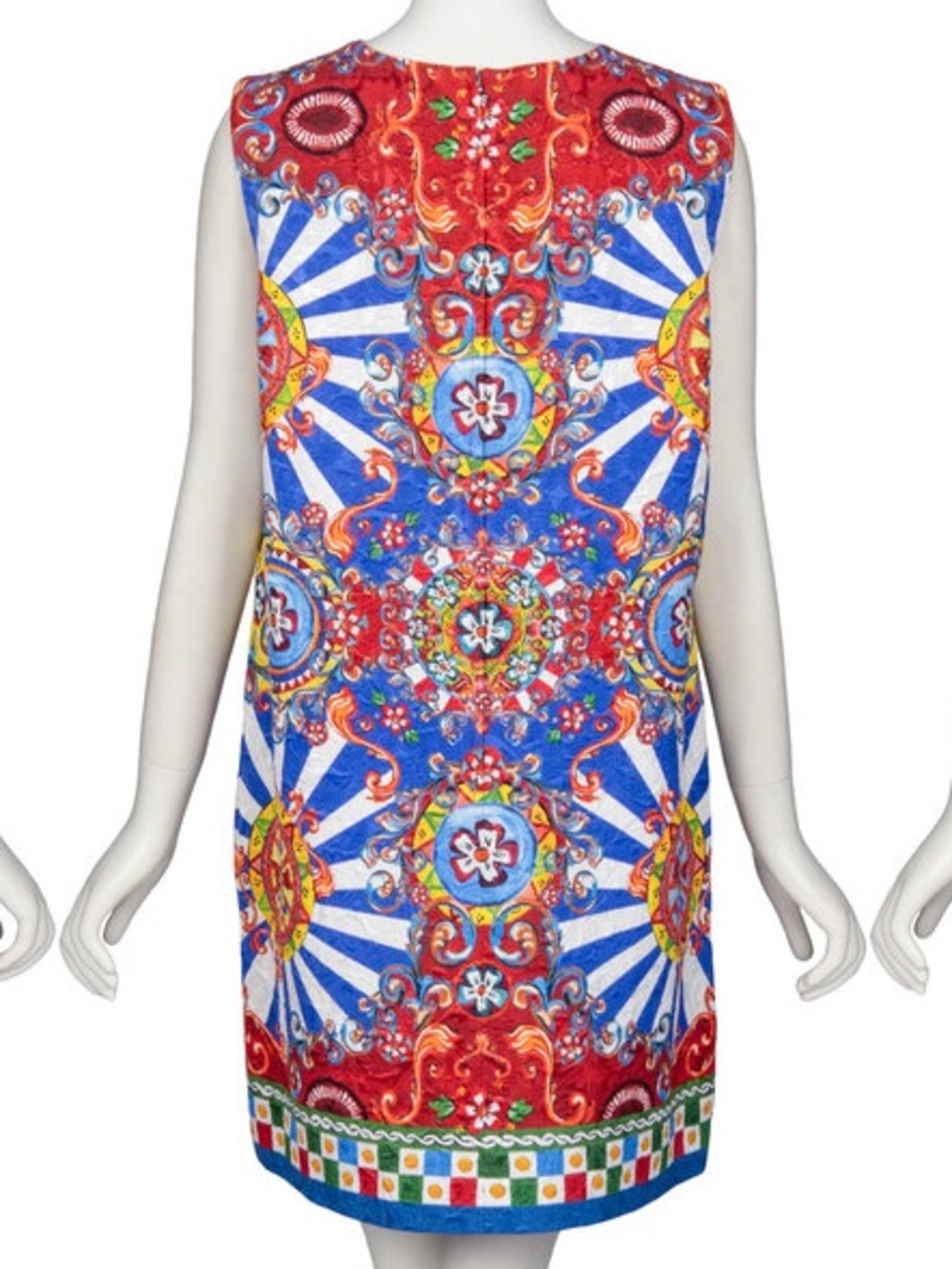 Dolce & Gabbana Carretto Sicily Printed Mini Floral Dress Blue Red  46 M L - Picture 2 of 6